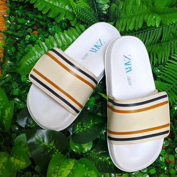 ZARA Kids Toddler Stripe Slides EUR Size 28/29 U.S. Size 11/11 - Picture 1 of 6